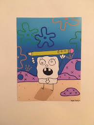 Spongebob Inspire Doodle Bob Dessin Numerique Impression Photo Spongebob Painting Cute Canvas Paintings Mini Canvas Art