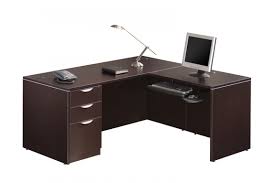 Desk with hutch and drawers. Reversible L Shaped Office Desk Keyboard Tray Espresso Pl Laminate Harmony Collection