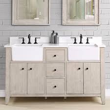 The farmhouse sink, also known as an apron front sink, was designed to be storage for large amounts of water so that people would not need to visit their almost all of the farmhouse sinks that we could find on the market only came with one bowl, but there are some that feature an option for two bowls. River View 60 Double Bowl Farmhouse Vanity Toasted Almond Fairmont Designs Fairmont Designs