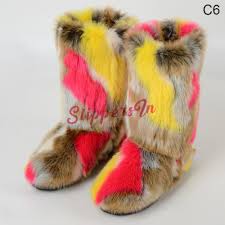 Fluffy Faux Fur Boots Women S Multicolor All Fur Fuzzie