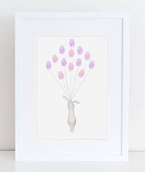 Baby Shower Keepsake Art Rabbit Holding Thumb Fingerprint Etsy Baby Shower Keepsakes Fingerprint Balloons Baby Shower Art