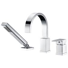 Anzzi Nite Series Single Handle Deck Mount Roman Tub Faucet With Handheld Sprayer In Polished Chrome Fr Az473 The Home Depot