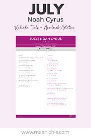 Easy 17 Key Kalimba Tabs July By Noah Cyrus Numbered Notation Noah Cyrus Cyrus Notations