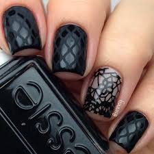 Matte black nails with silver sparkly accents. Matte Black Nails With Design Matte