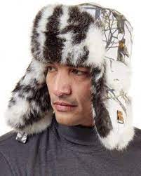 Buffalo Check Rabbit Fur Aviator Hat For Men Fur Coat Vintage Hat For Man Trapper Hats