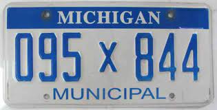 What color is a michigan license plate? Michigan Municipal Police License Plate Detroit Pontiac
