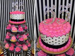 Black And White Birthday Cake For Girls 55th Birthday Cake Hot Pink Black White And Gold Birthday Cake Kate Spade Birthday Cake And Cupcakes Hot Pink Birthday Pink Birthday Cakes Pink Birthday