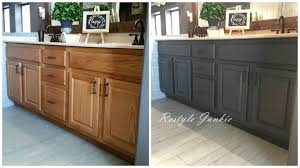 Bathroom Restyle General Finishes Coastal Blue Refinishing Cabinets Cabinet Wood Bathroom Cabinets