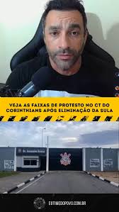 Protestos no CT Joaquim Grava após eliminação do Corinthians na Sula. ,  Corte do Canal Time do Povo