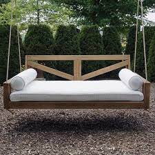 Metal hardware in a dark brass finish. Breezy Acres New Hope Hanging Daybed Porch Swing Porch Swing Bed Porch Swing Diy Porch Swing