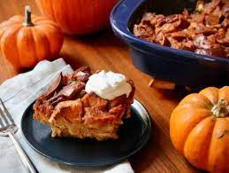 Whisk together eggs, whipping cream, milk, salt, sugar, and vanilla. Pumpkin Bread Pudding With Rum Sauce Recipe Food Network