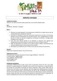 L'engagement de service civique est un engagement volontaire au service de l'intérêt général en vous serez alerté(e) par courriel dès que la page « engagement de service civique » sera mise à. Aprala Timbre Fm Recrute Service Civique Pour Septembre Timbre Fm