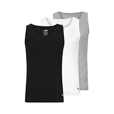 Puma Men S 3 Pack Ribbed Tank Tops White Gray Black S Pricepulse