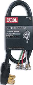 Carol 05654.63.10 4-ft 3W Dryer Cord
