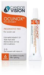 Ocunox can be used in addition to lubricating eye drops. Ocunox Candorvision