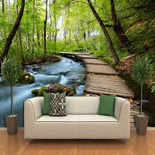 Perfect 3d Effect Drawing Room Walk Into The Nature Design Living Room Wallpaper Wall Murals 3d Wallpaper Designs For Living Room