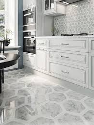 We normally see penny tile in the bathroom; Top Kitchen Floor Tile Designs For 2021