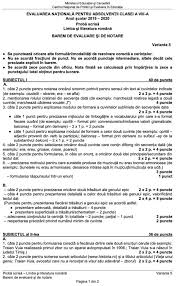 Ministerul educaţiei, cercetării şi tineretului romania. Barem Pentru Subiectele La Romana La Evaluarea Nationala 2020 Libertatea