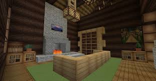 Minecraft Survival Log Cabin Interior Living Room Minecraft Cabin Cabin Interiors Minecraft House Designs