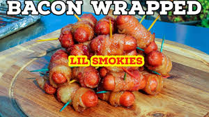 How to make bacon wrapped lil smokies. Bacon Wrapped Little Smokies Appetizer Youtube