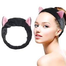 Avanlin Spa Makeup Headband Cat Ears Elastic Hair Band Coral Fleece Head  Wraps Washing Face Head Bands Hair Accessories for Women and Girls: Buy  Online at Best Price in UAE