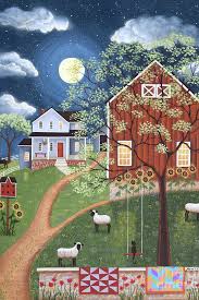 Sheep Hill Farm Art Print By Mary Charles Farm Art Americana Art Folk Art