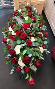 Mission viejo, ladera ranch, coto de caza florist same day delivery best price flowers. Funeral Casket Sprays Opulent Red And White Flowers By Karen