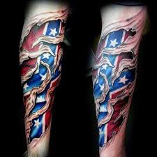 Torn pieces of american flag colored forearm tattoo. 125 Rebel Flag Tattoo With Amazing Design Ideas Wild Tattoo Art
