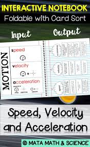 Speed Velocity And Acceleration Foldable Notes And Card Sort For Isn Interactive Science Notebook Sorting Cards Acceleration