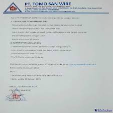 Kementerian desa, pembangunan daerah tertinggal dan transmigrasi melalui program rekrutmennya saat ini membuka lowongan kerja terbaru pada bulan agustus tahun 2017 untuk mencari calon. Lowongan Kerja Pt Tomo San Wire Bekasi Pengikut Kota Surakarta Pariwisata