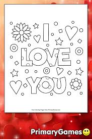 Teenagers coloring pages of i love you! I Love You Coloring Page Free Printable Pdf From Primarygames