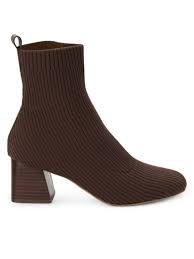 Saks Fifth Avenue Women's Kris Block Heel Ribbed Sock Boots In Espresso  Brown