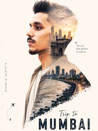 Mumbai Golden Coast Double-Exposure Travel Poster