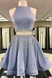 Prom Dresses Short Short Blue Prom Dresses Twopiecepromdresses Two Piece Prom Dresses High Neck Prom Dresses Light Vestidos Incriveis Vestidos 15 Vestidos