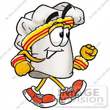 Clip Art Graphic Of A White Chefs Hat Cartoon Character Speed Walking Or Jogging 23323 By Toons4biz Royalty Free Sto Clip Art Chefs Hat Cartoon Characters