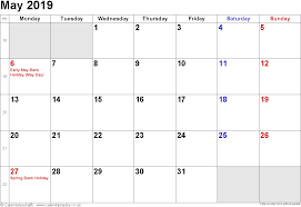 May 2019 Calendar With Holidays Printable Holiday Calendar Printable Holiday Calendar Calendar Printables