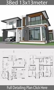 Home Design Plan 13x13m With 3 Bedrooms Home Ideas Architectural House Plans Home Design Plan Contemporary House Plans