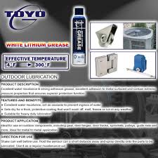 Lithium grease has a petroleum base. Toyo White Lithium Outdoor Lubrication Spray Grease 300ml Aerosol Series