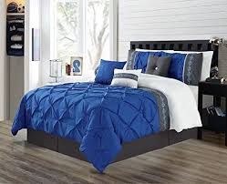 10% coupon applied at checkout save 10% with coupon. Grand Linen 7 Pieces Queen Size Royal Blue Grey White