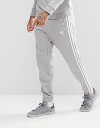 Adidas Originals Three Stripe Cuffed Sweat Pants In Black Adidas Originals Adicolor 3 Stripe Joggers In Gray Cy4569 Gray Striped Sweatpants Pants Outfit Men Adidas Joggers Outfit