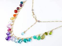 Rainbow Gemstone Necklace Rainbow Necklace Semi Precious Etsy In 2021 Multi Gemstone Necklace Rainbow Gemstones Gemstone Necklace
