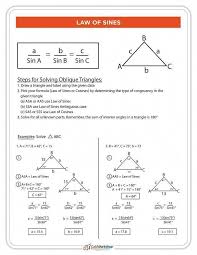 Law Of Sines Pdf Free Printable Which Includes The Formulas Detailed Steps To Solve Oblique Triangles And 2 Practic Law Of Sines Math Methods Math Formulas
