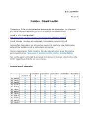 Part ot a fixed expression 1 a: Evolution Natural Selection Lab Brittany Willie Evolution Natural Selection The Purpose Of This Lab Is To Demonstrate How Natural Selection Affects Course Hero