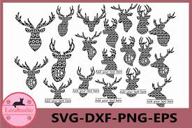 Deer head silhouette with antlers, its filesize is 456.58kb, you can download this design file for free. Deer Head Monogram Svg Deer Head Cut File Antlers Svg 293547 Cut Files Design Bundles