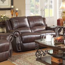 Wildon Home Motion Leather Reclining Flared Arms Loveseat Reviews Wayfair