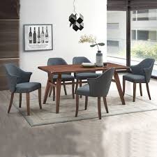 This 7 piece dining set includes dining table and 6 wood seat dining room chairs finished in black and cherry. Gold 19 255 Wl Rubber Wood Dining Table Walnut Furnituredirect Com My