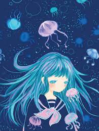 See a recent post on tumblr from @animeglitch about anime jellyfish. Jellyfish Girl By Mintandapple Colorful Art Anime Art Girl Anime Art
