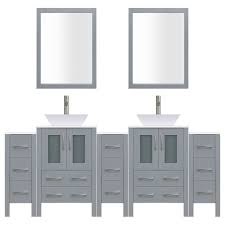 32x 24 led bathroom vanity mirror wall mirrors with illuminated light makeup. Lesscare Gray 96w Double Vessel Sink Vanity Set With Three Vanity Drawer Bases And Two Mirrors Vanities With Tops Bathroom Vanities Bath