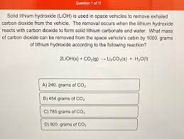 Lioh is a strong base whereas co2 is mildly acidic. Answered Solid Lithium Hydroxide Lioh Is Used Bartleby