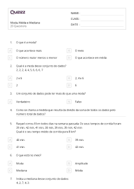 Média, Mediana e Moda imprimível 8ª série planilhas | Quizizz